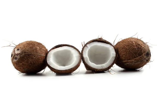 Verse Kokosnoten Witte Achtergrond — Stockfoto