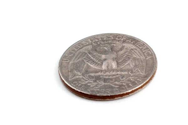 Чверть Монети Ізольовані Білому — стокове фото