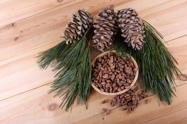 Cedar Pine Nuts Table Stock Photo