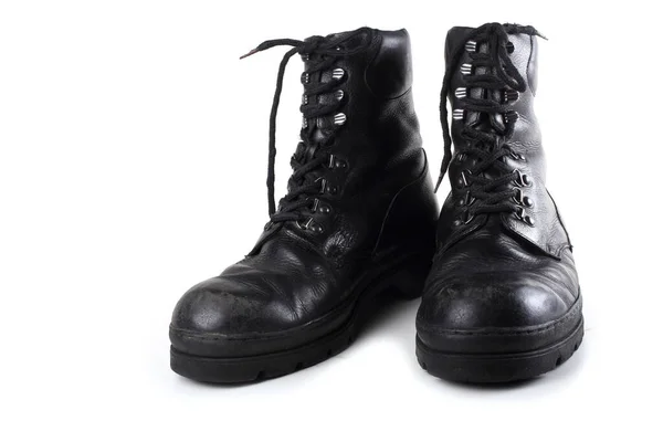 Old Army Boots Isolated White Background — Stock Photo, Image