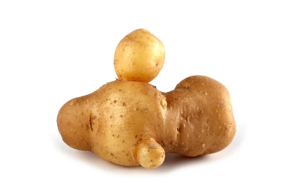 在白色上隔离的有趣的丑陋土豆 — 图库照片