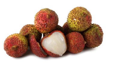 Lychee beyaz üzerine izole edilmiş.