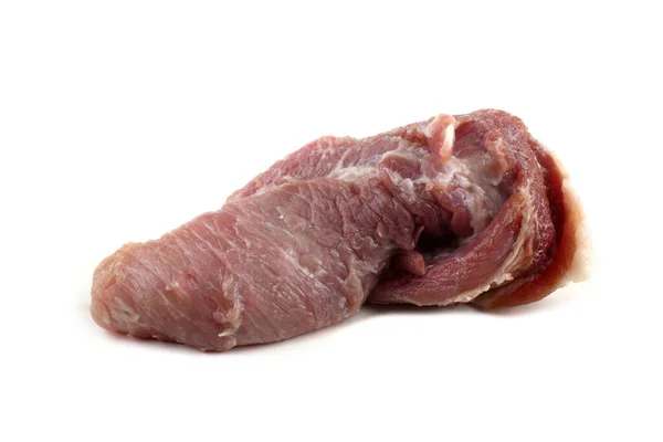Carne Porc Izolată Fundal Alb — Fotografie, imagine de stoc
