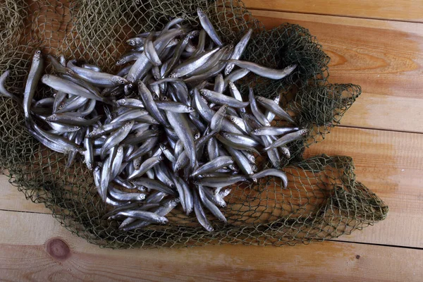 Gerookte Vis Het Net Pacifische Smelt — Stockfoto