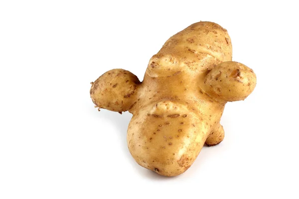 Αστεία Άσχημη Πατάτα Απομονωμένη Λευκό — Φωτογραφία Αρχείου