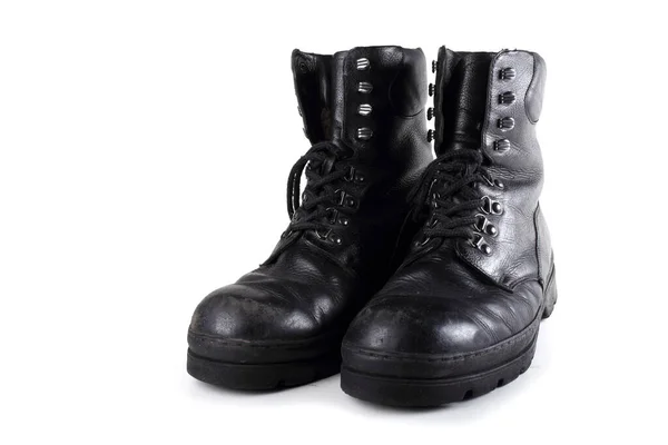 Old Army Boots Isolated White Background — Stock Photo, Image