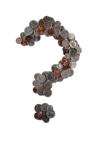 Znak Zapytania Wykonane Monet Amerykańskich — Zdjęcie stockowe