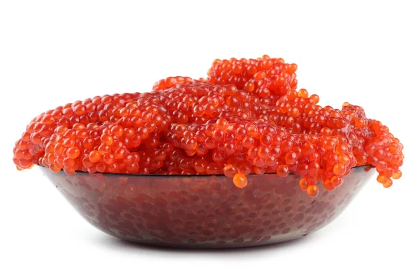 Caviar Rojo Plato Aislado Sobre Blanco —  Fotos de Stock