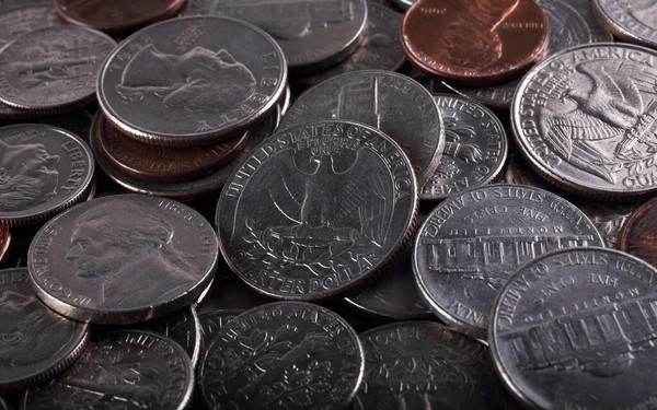 Americké Mince Pozadí Koncept Ekonomického Rozvoje Společnosti — Stock fotografie