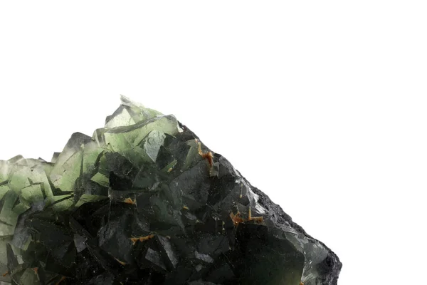 Grön Fluorit Kristall Isolerad Vitt — Stockfoto