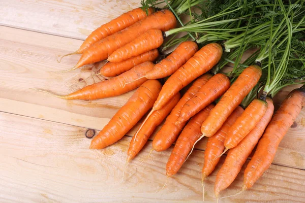 Zanahorias Frescas Maduras Mesa — Foto de Stock