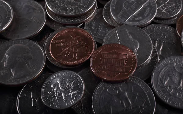 硬币的背景 美国货币 — 图库照片