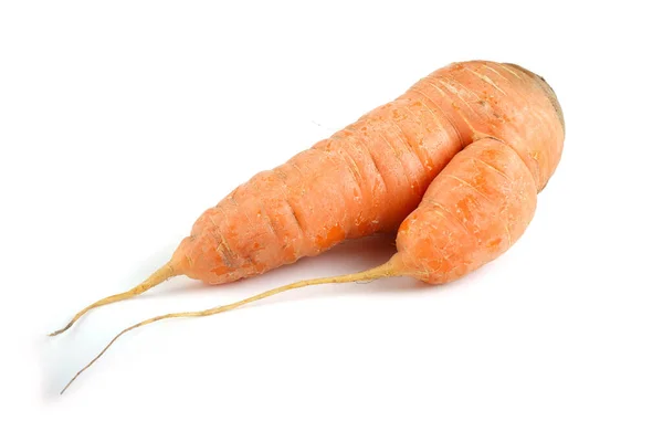 Морковь Необычной Формы Изолированная Белом — стоковое фото
