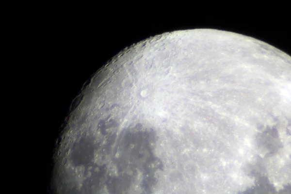 Moon through telescope. Equal focal length is 4 meters. Big magnification