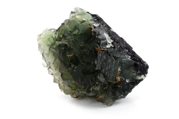 Zelený Fluorit Krystal Izolovaný Bílém — Stock fotografie