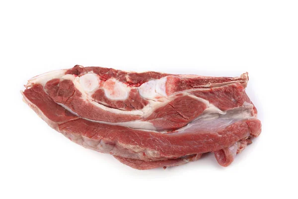 Schweinefleisch Mit Knochen Isoliert Auf Weiß — Stockfoto
