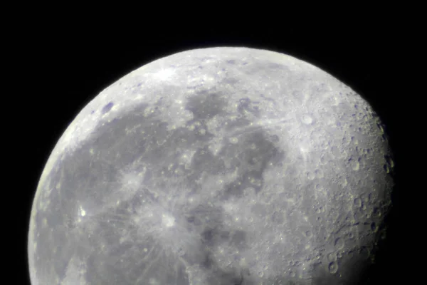 Moon through telescope. Equal focal length is 4 meters. Big magnification