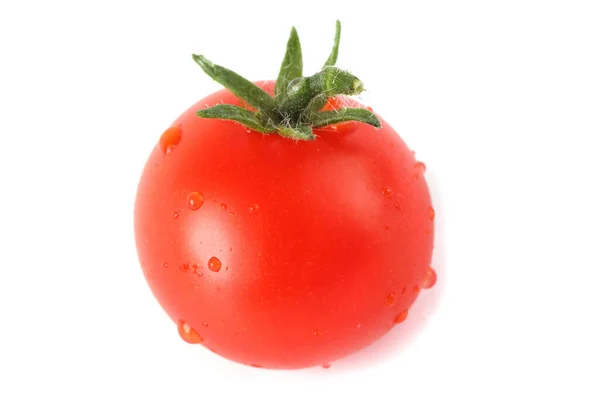 Czerwony Pomidor Wiśniowy Izolowany Białym — Zdjęcie stockowe