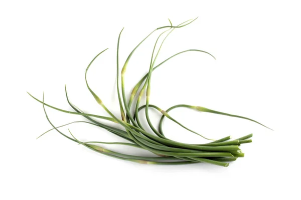 Česnekové Šípy Izolované Bílém Dálný Východ Kuchyně Použít Tuto Rostlinu — Stock fotografie
