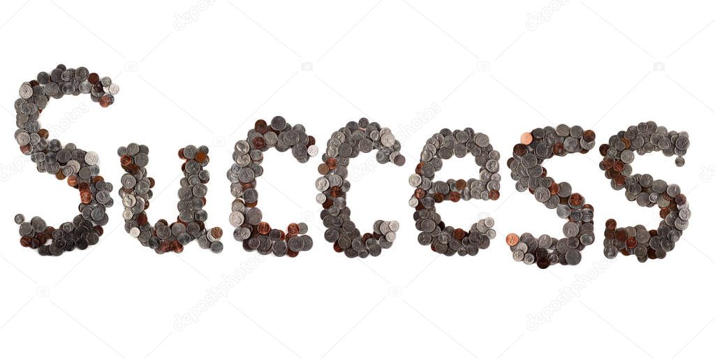 Word success made of coins