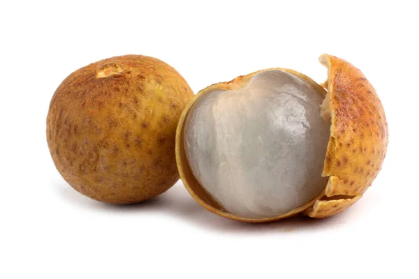 Longan Und Geschälter Longan — Stockfoto