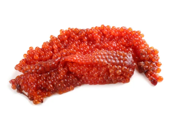 白色背景下孤立的红鱼子酱 — 图库照片