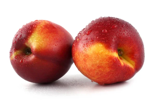 Nectarine Vruchten Geïsoleerd Witte Achtergrond — Stockfoto