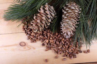Sedir çam fıstığı masada.
