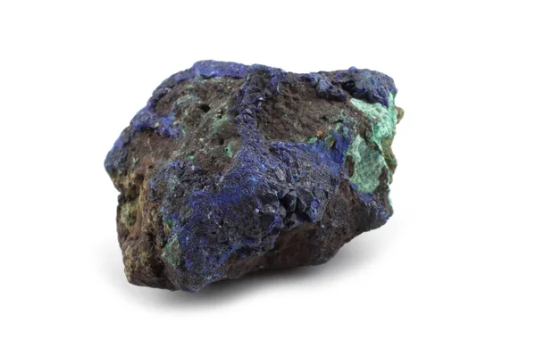 Surový Azurit Malachit Minerál Izolovaný Bílém — Stock fotografie