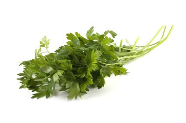 Beyaz arkaplanda izole edilmiş bir maydanoz demeti