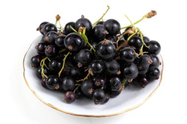 Siyah frenk üzümü beyaza izole edilmiş.