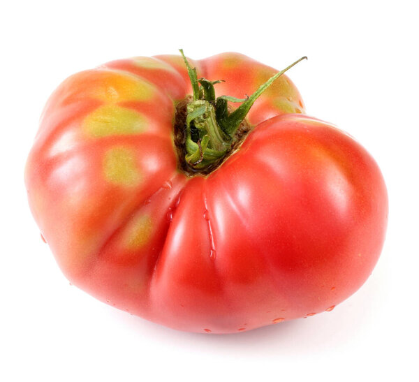 Tasty ripe tomato on white background