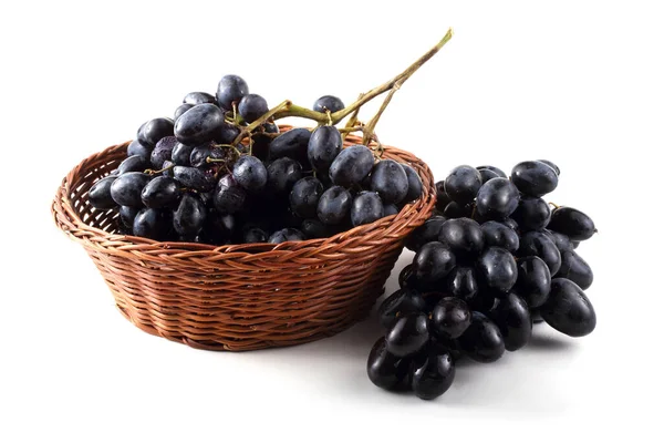 Black Grape Wicker Plate — Stock Photo, Image