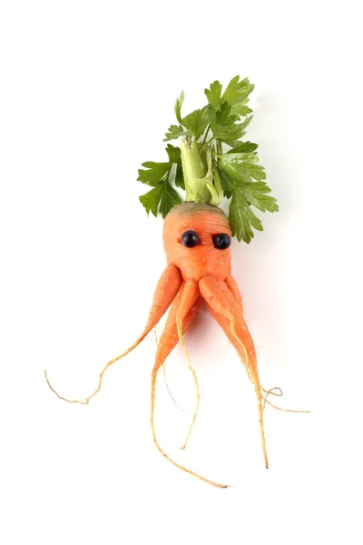 Funny Monster Carrot Isolated White — Stock Photo, Image