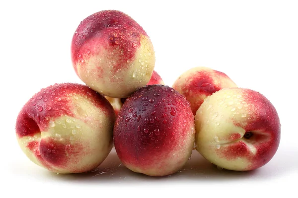 Nectarine Vruchten Geïsoleerd Witte Achtergrond — Stockfoto