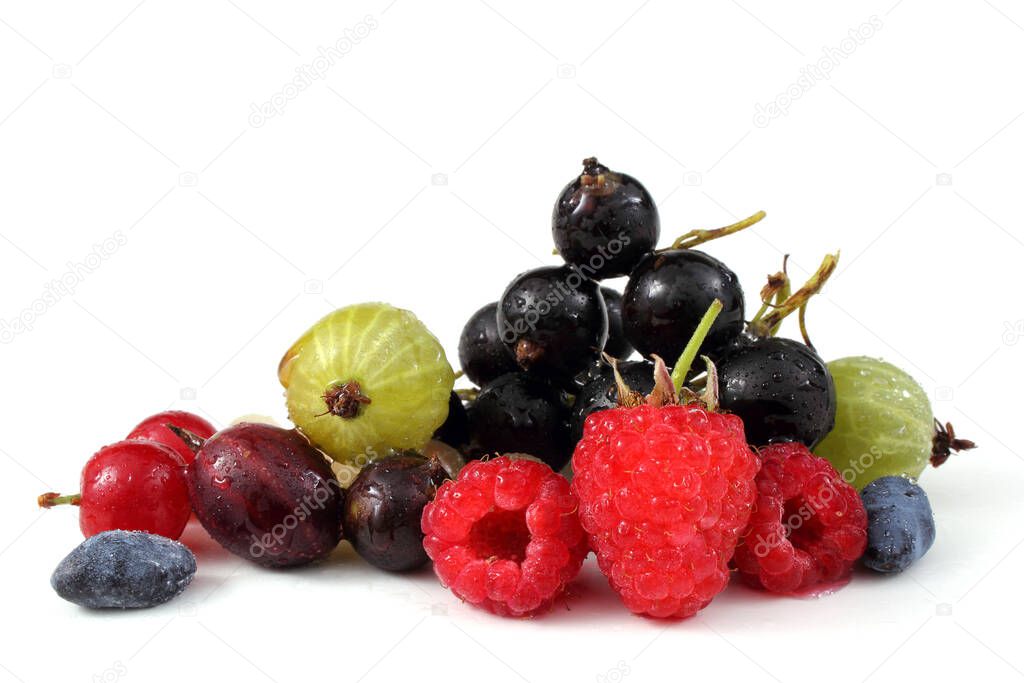 Different berries isolated on white background