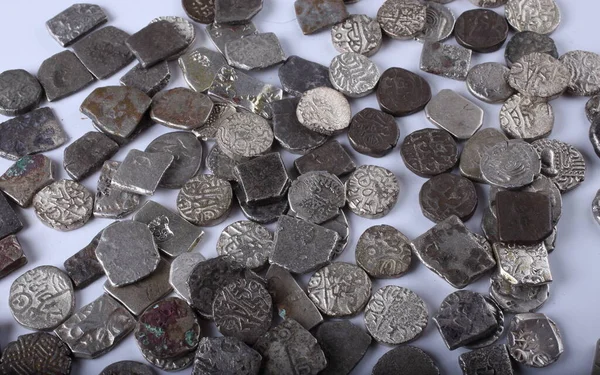 Стародавні Індійські Срібні Монети — стокове фото