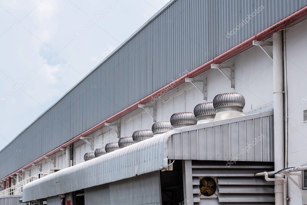 Air ventilation system on rooftop of factory 