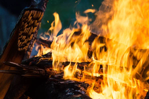 Burning Wood Summer Barbecue — Stock Photo, Image