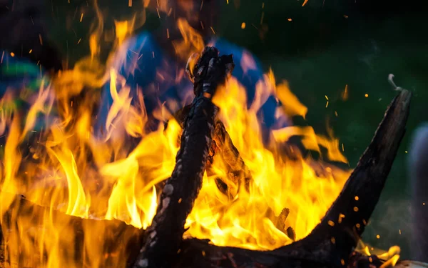 Burning Wood Summer Barbecue — Stock Photo, Image