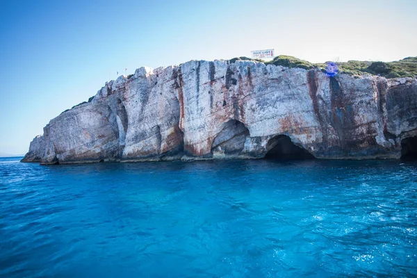 Grutas Azuis Grécia Ilha Zakynthos — Fotografia de Stock