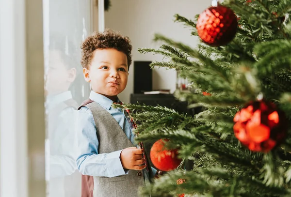 Retrato Natal Adorável Criança Africana Menino Anos Idade — Fotografia de Stock