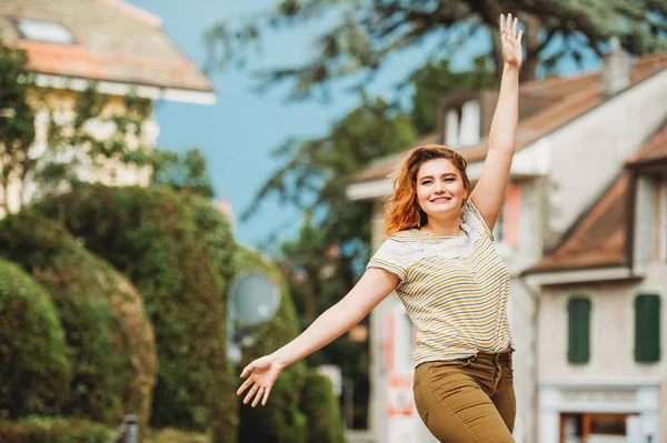 Fashion Portrait Pretty Young Woman Posing Ouside Size Model — Stock Photo, Image