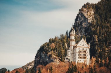 Neuschwanstein Şatosu, Bavyera Alpleri, Almanya'nın landmark. Bir Avrupa'nın en çok ziyaret edilen kale