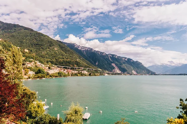 Summwe Krajobraz Miasta Montreux Lake Geneva Szwajcaria — Zdjęcie stockowe