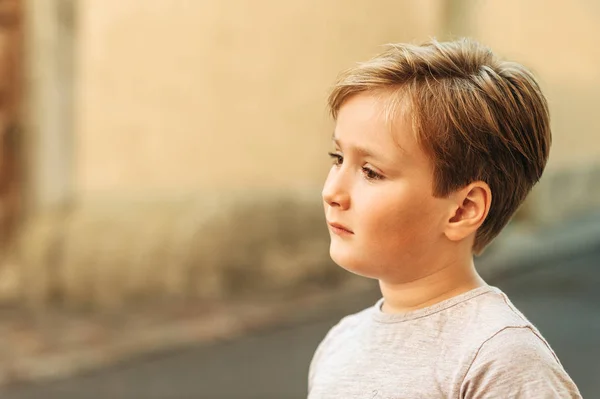 Outdoor Portrait Handsom Little Boy New Haircut — Stock Photo, Image