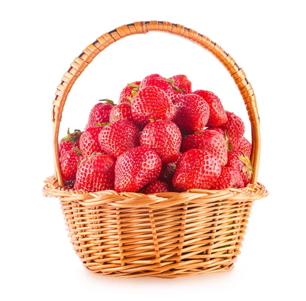 Basket Full Strawberries Isolated White Background — Stock Photo, Image