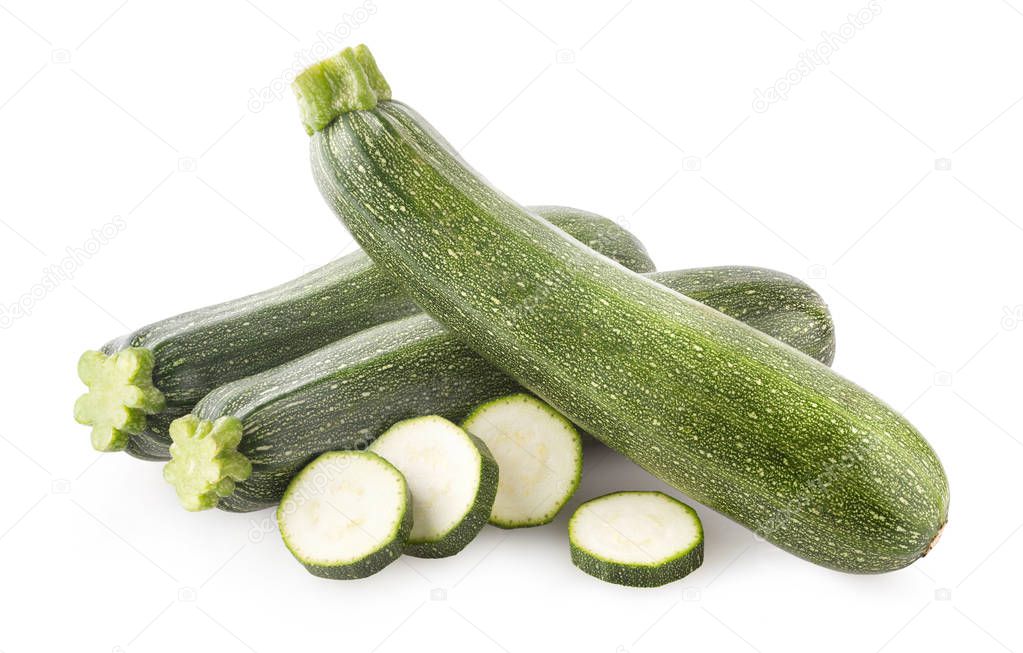 Fresh zucchini isolated on white background
