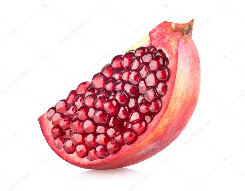 Pomegranate slice isolated on white background