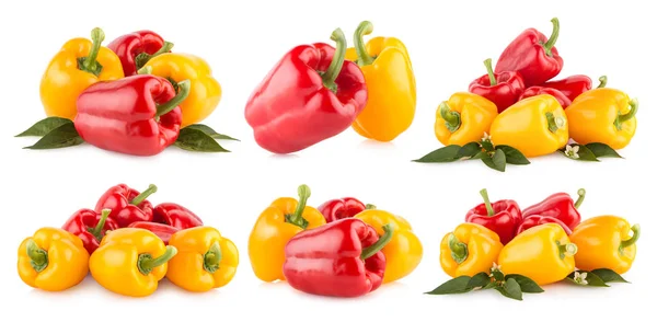 6张图片在五颜六色的甜椒查出在白色背景 — 图库照片